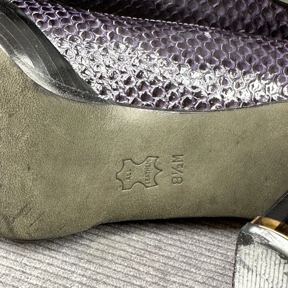 Tory Burch Purple Snakeskin Embossed Studded Patent Toe Platform Pumps Size 8.5M
